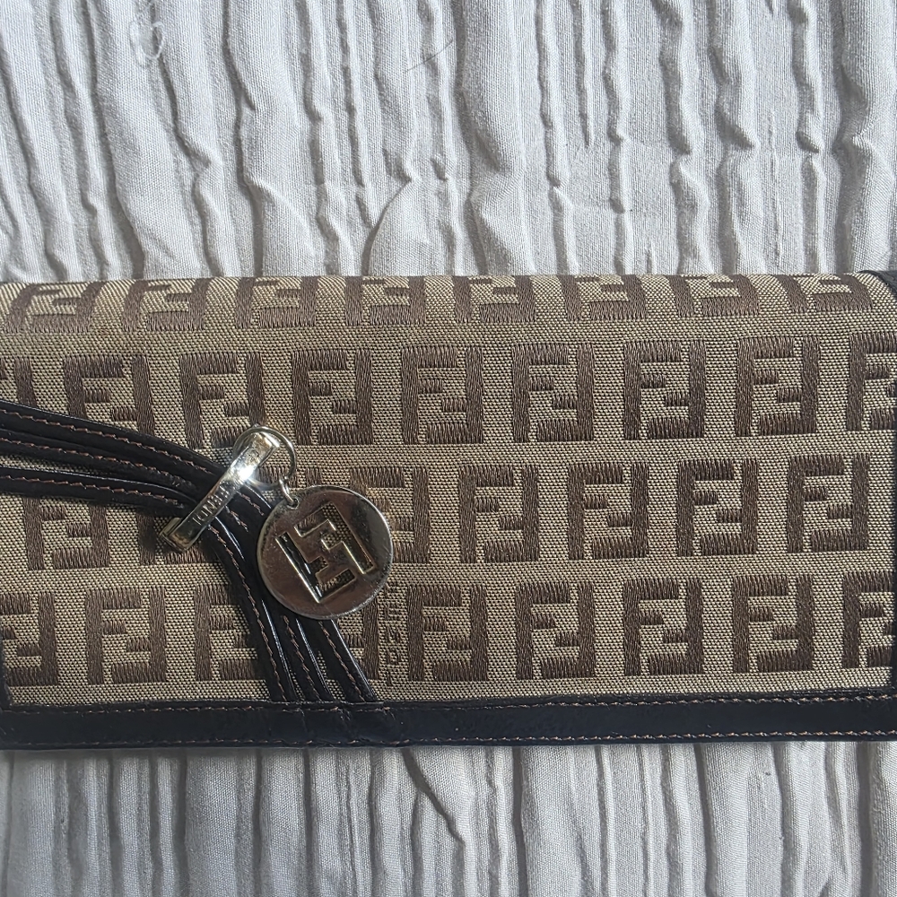 FENDI Zucca Long Wallet, Very Good Condition, Some Hardware fading/scratches.